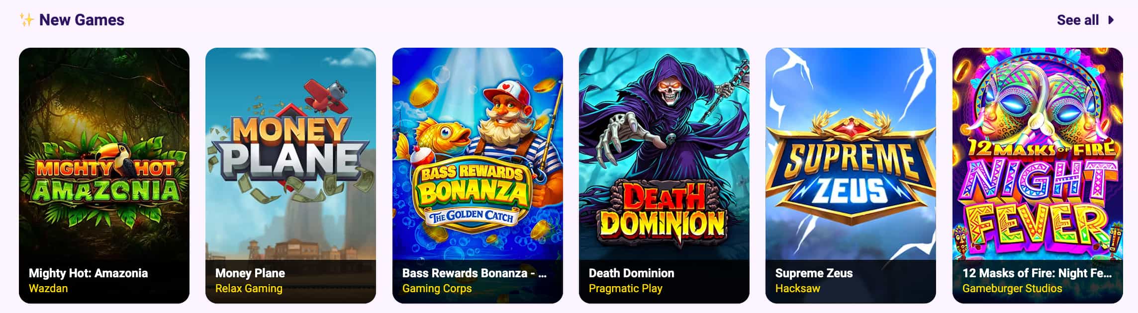Slotbox slot lobby categories including Megaways, bonus buy, jackpots and classic reels